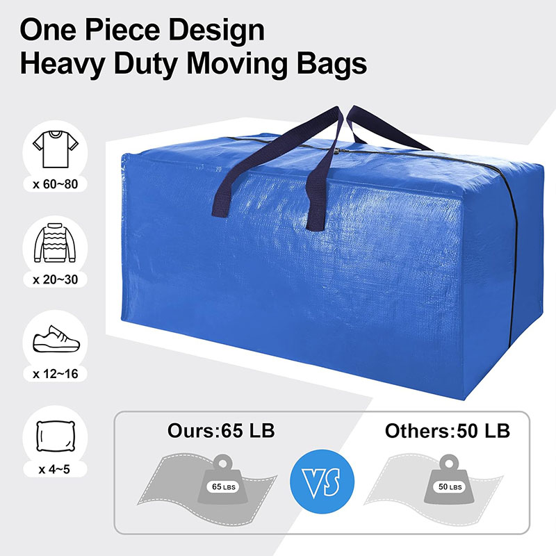 6 Pack Extra Large Heavy Duty Moving Storage Bags Reinforced Handle Waterproof Foldable Zipper Storage Totes Alternative Moving Boxes for Clothes Blankets Bedding Dorm Relocation