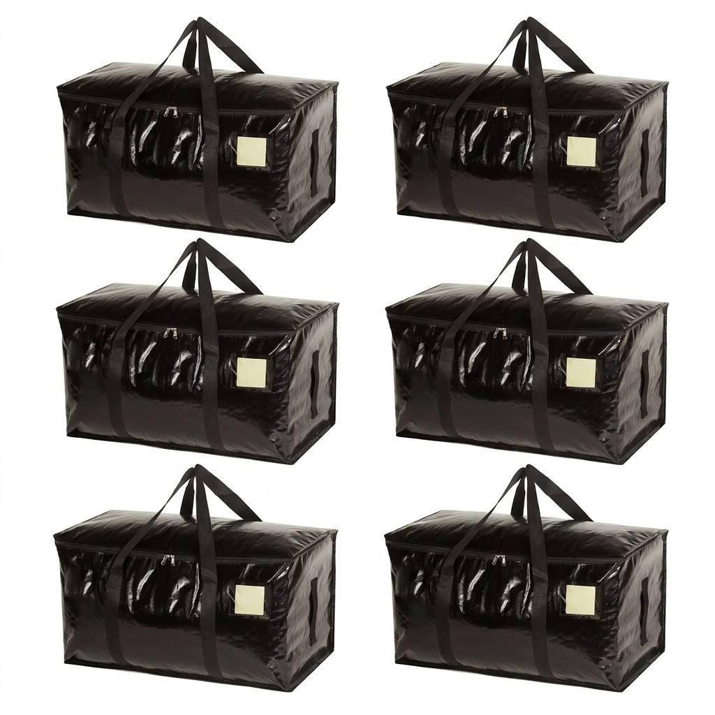 Heavy Duty Moving Bags 6 Pack - Waterproof XL Storage Bags for Moving & Organizing, 50lbs Load Capacity, Reusable Packing Totes with 3-Way Carrying (Handles & Backpack Straps) for Travel & Camping
