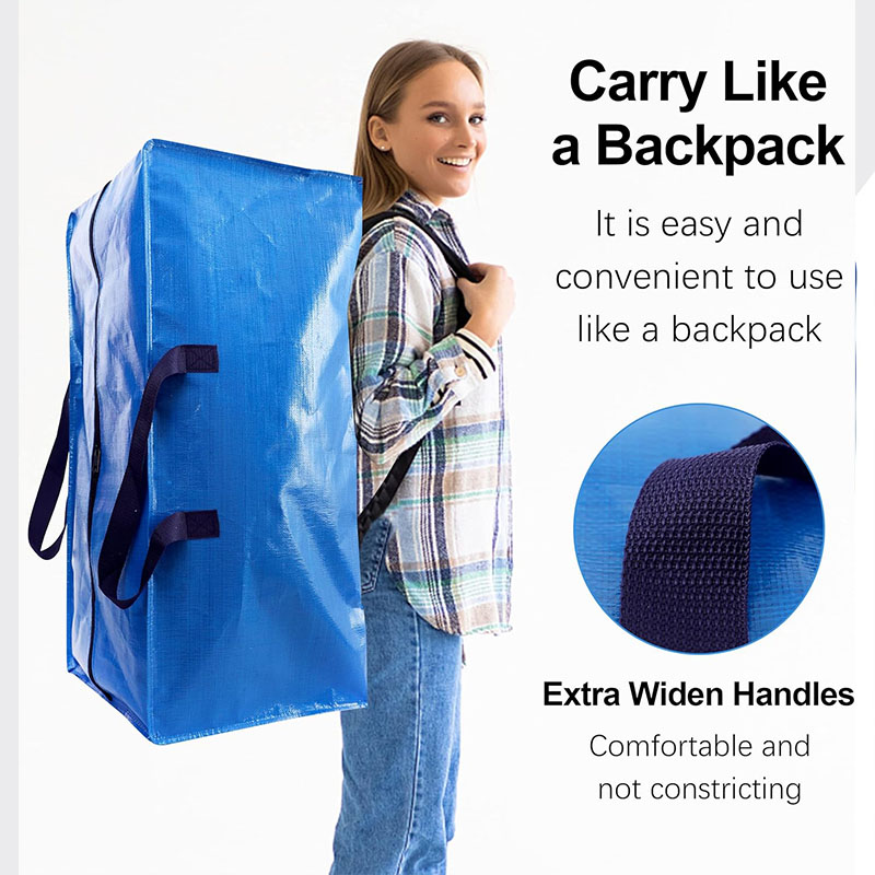 6 Pack Extra Large Heavy Duty Moving Storage Bags Reinforced Handle Waterproof Foldable Zipper Storage Totes Alternative Moving Boxes for Clothes Blankets Bedding Dorm Relocation