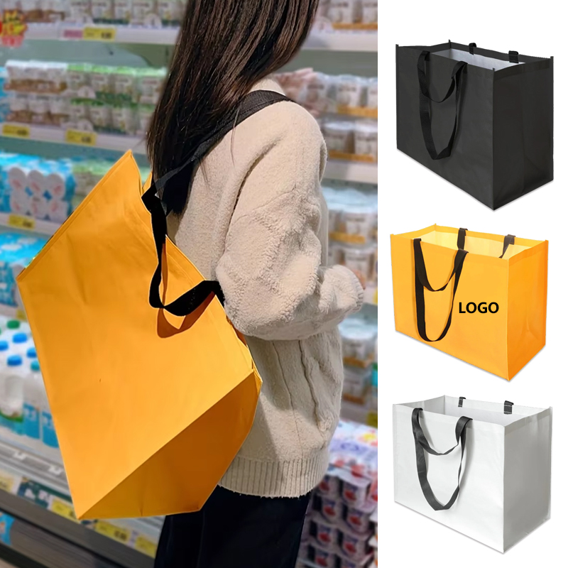 GRS Customized Eco-Friendly PP Woven Recycled Outdoor Tote Shopping Bags Durable Waterproof Foldable Fashion Beach Tote Handbag