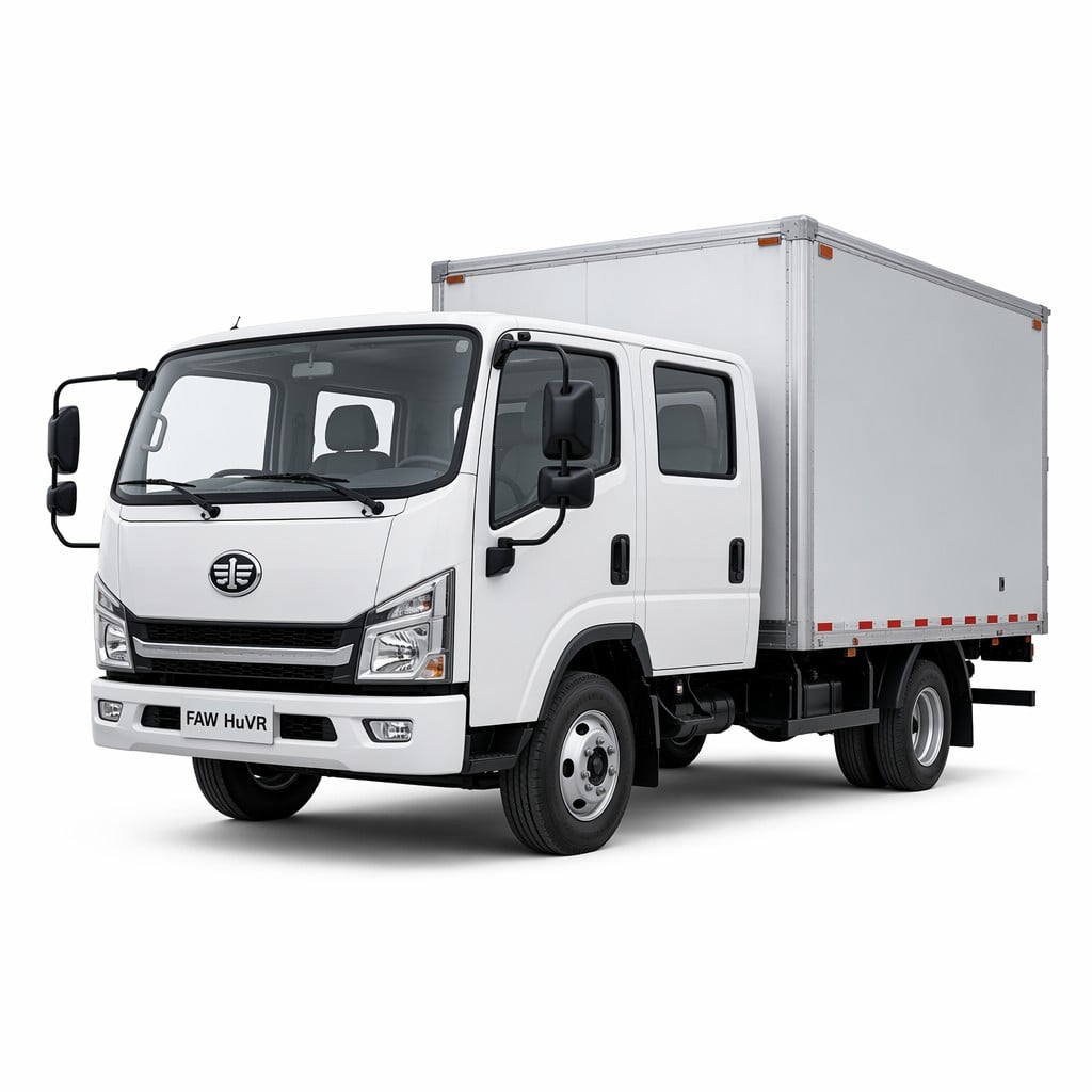 Camion de livraison double cabine FAW HuVR, 3,5 t, 130 ch, caisse de 3,2 m, ABS, frein à air, destiné à l’Algérie