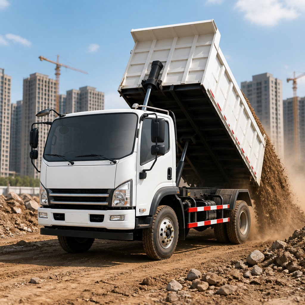 FAW New Tiger V Medium-Body 4×2 Dump Truck 116HP Euro 2 LHD Through-Beam Frame PTO Green-Tint Glass Updated Fenders Export