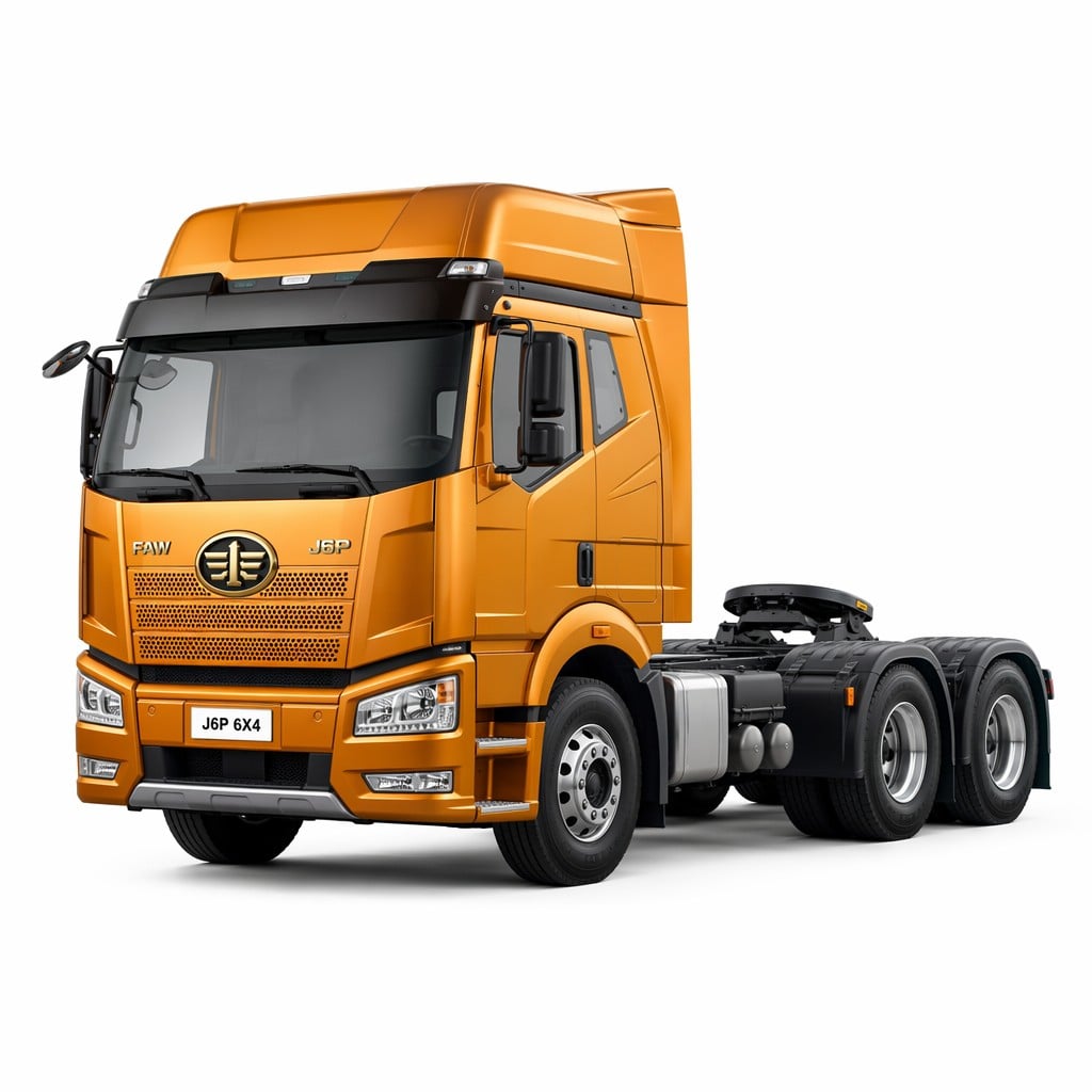 Châssis de tracteur FAW J6P 6×4, 420 ch, norme Euro 4, boîte de vitesses à 12 rapports, prise de force (PTO), attelage pivot E-Mark, camion lourd
