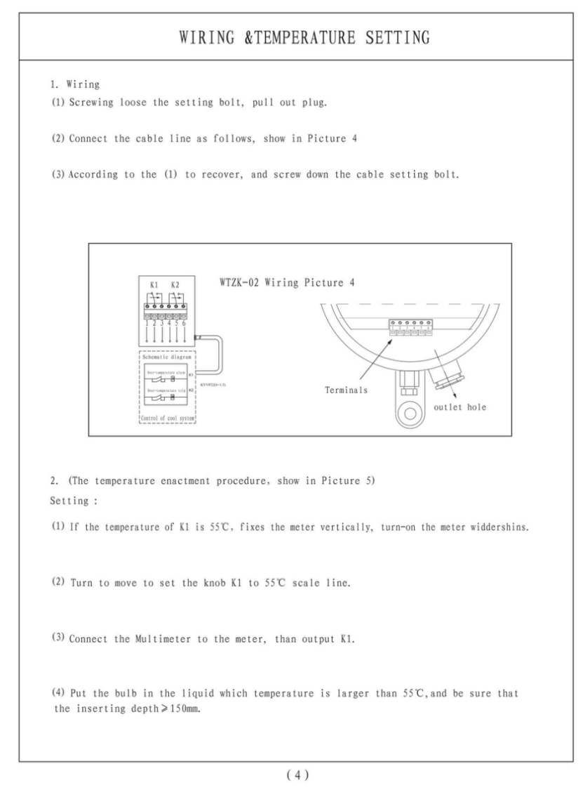 Oil-immersed Transformer WTZK-02 Temperature Indicator manufacture