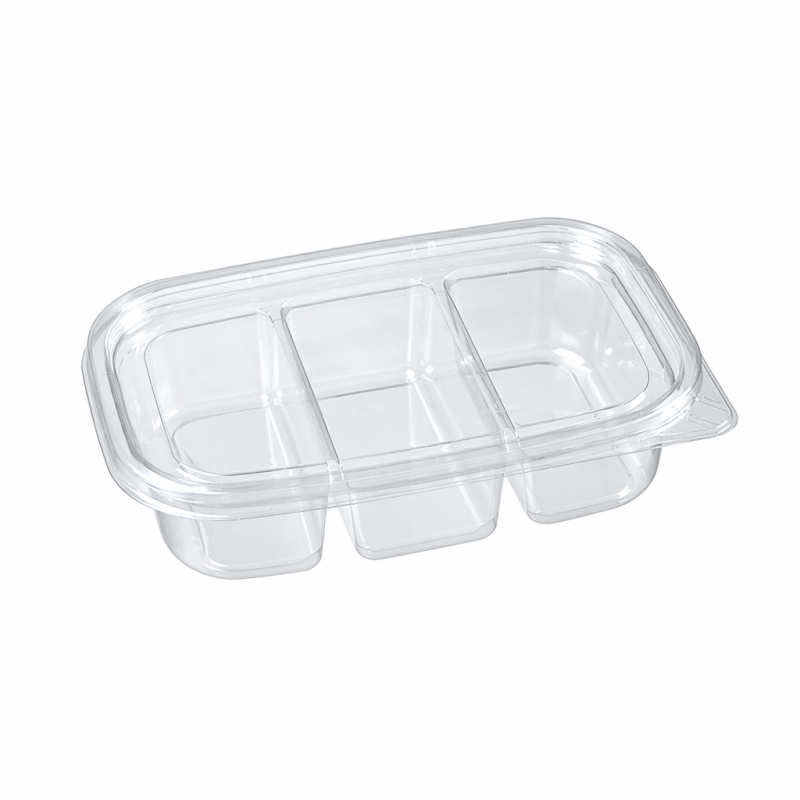 192×136mm Clear PET Fruit Platter Container with Snap-On Lid | 1/2/3/4-Compartment | GHW-161 Series