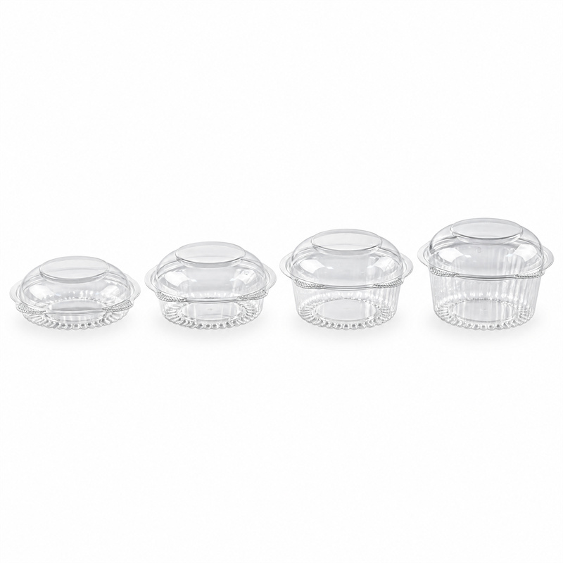 Round Clear PET Salad & Poke Bowls with Dome Lid | Ø175mm × 4 Depth Options 500-1500ml | GHW-20DL / 24DL / 32DL / 48DL