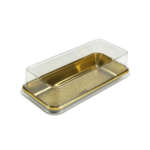 Two-Piece Rectangular Cake Box with Flat Lid | Black & Gold Base | 177mm & 157mm | IPL-7TB & IPL-8TB