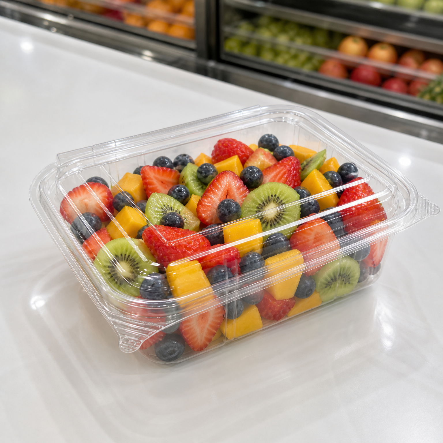 食品の種類に応じて、どのサイズのプラスチック製デリ容器（フタ付き）が最も適していますか？