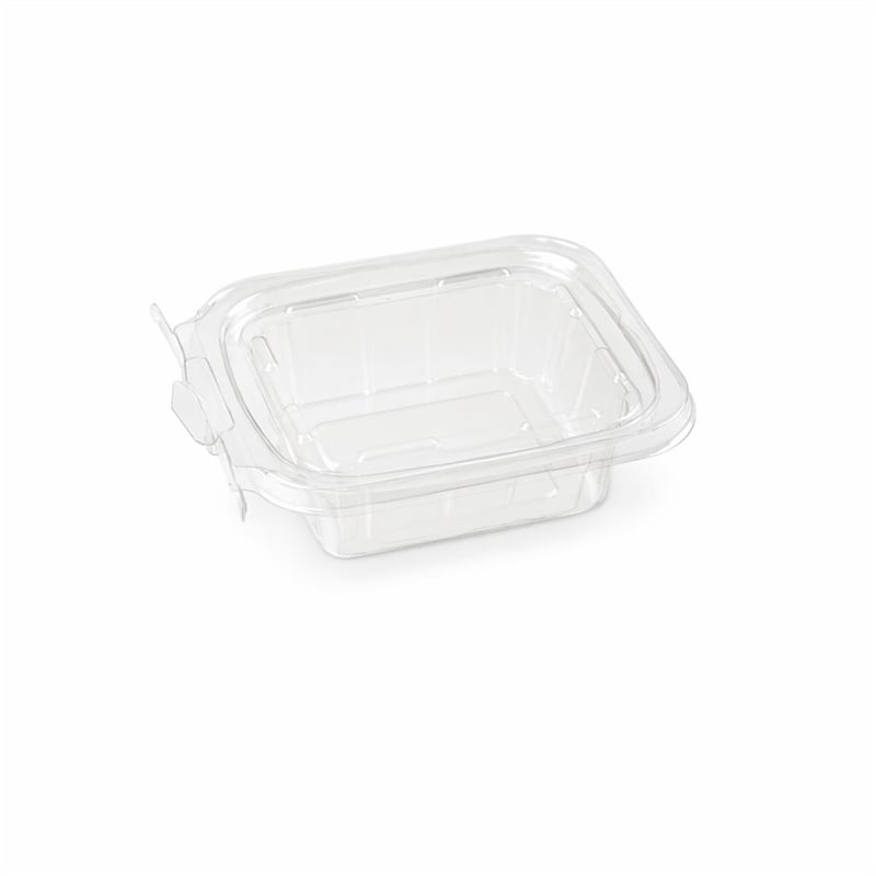 Small Clear PET Tamper-Evident Salad Container | 114×117×40mm Single-Serve | Front Tear-Off Tab | GHW-150A