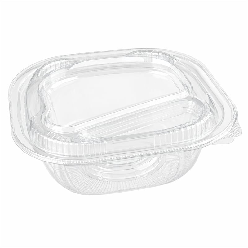 Modular Leak-Proof Rectangular PET Food Container with Anti-Fog Lid & 3/5-Cavity Inserts | 175×175×63mm 3-Piece System | GHW-17-60