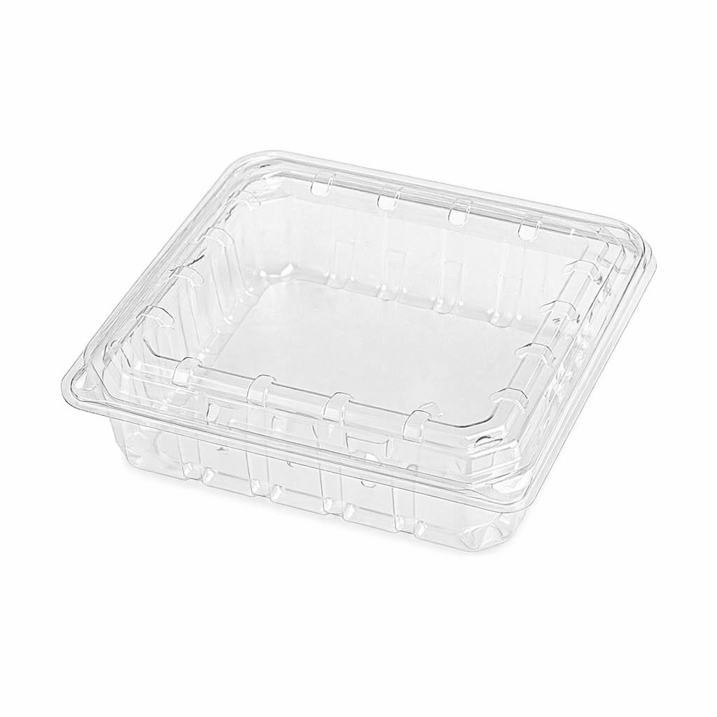 Vented PET Berry Clamshell | Flat & Convex Base | 125×125×35mm | 16.5g | GHW-125A