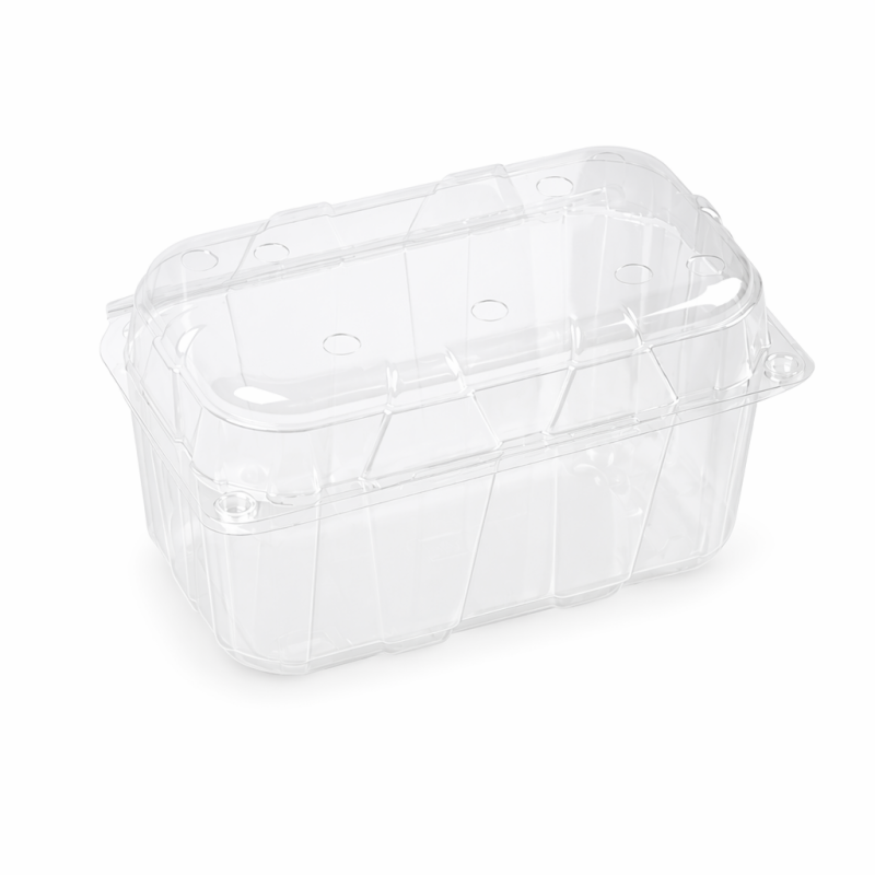 1.5L Clear PET Hinged Berry Clamshell with Top-Vented Lid | Grapes, Cherries & Mixed Berries | GHW-800