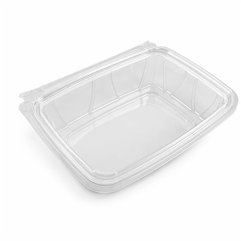 Large Shallow Clear PET Tamper-Evident Salad Tray | 296×189×46mm Family-Size | Front Tear-Off Tab | GHW-005