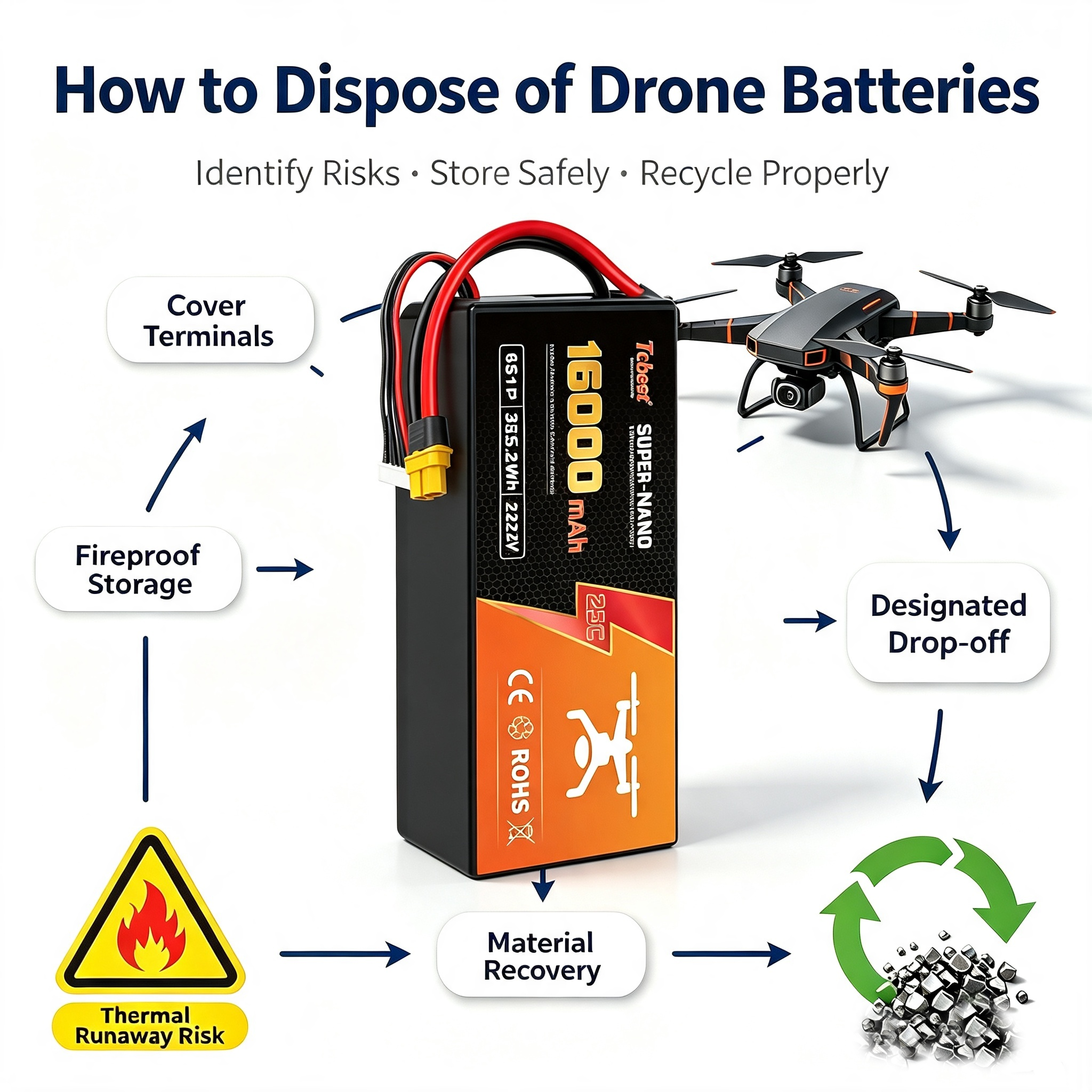 Come smaltire le batterie dei droni
