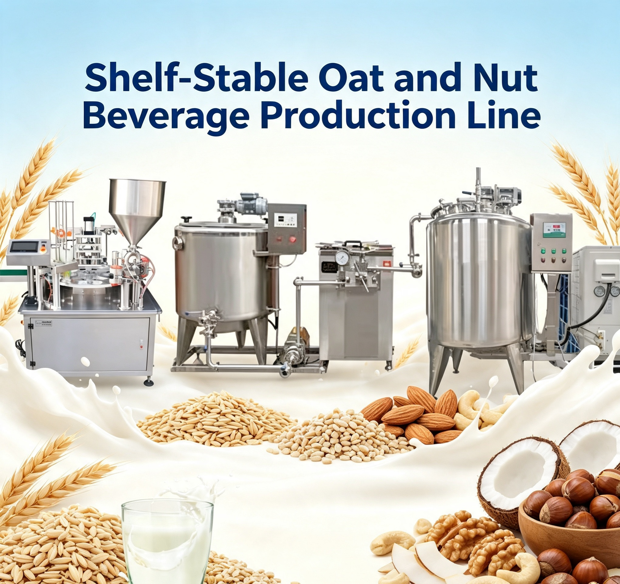 Shelf-Stable Oat and Nut Beverage Production Line