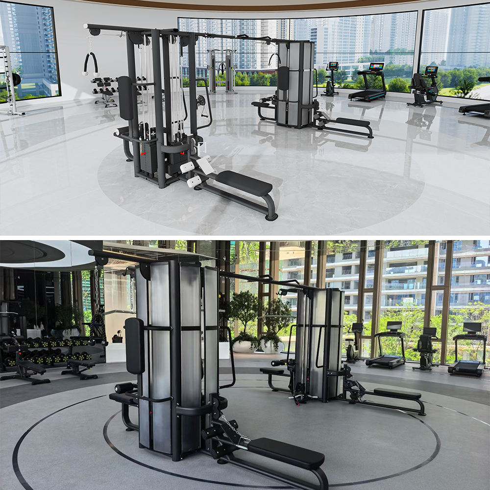 Residential gym 3D rendering compared with completed real project