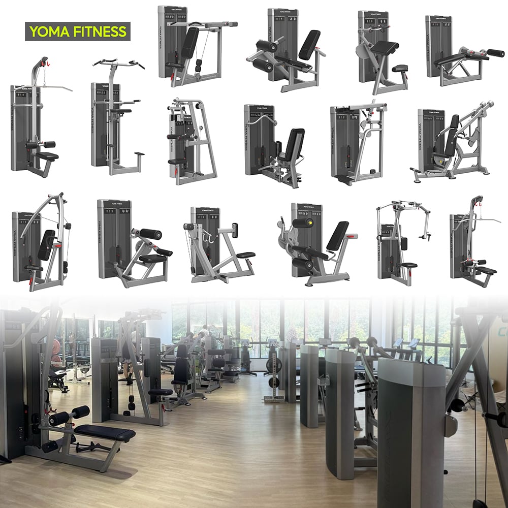 Проект спортивного центра YOMA FITNESS, комплексное решение «под ключ», полный комплект коммерческого оборудования для тренажерного зала в Гуанчжоу, Китай