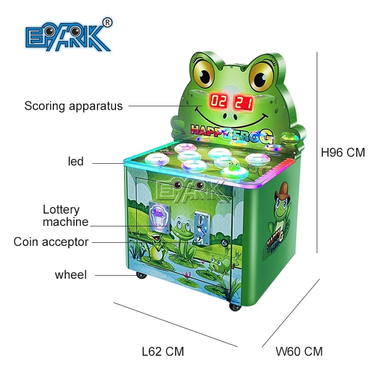 Kids Hitting Hammer Frog Whack a Mole Redemption Game Machine