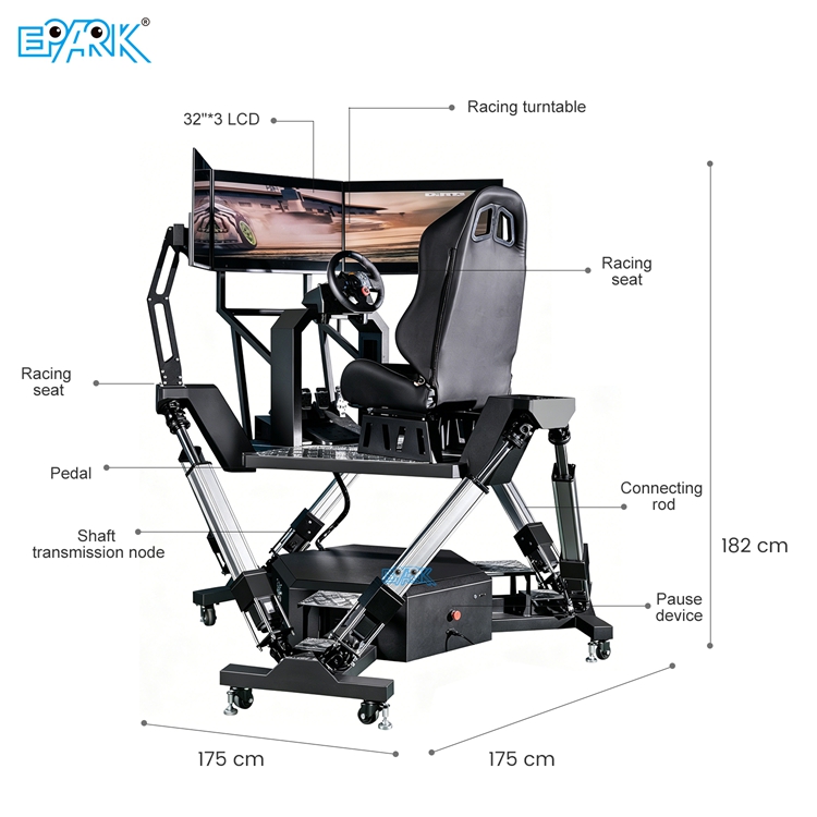 EPARK Coin Operated 3-Screen Racing Arcade Simulator