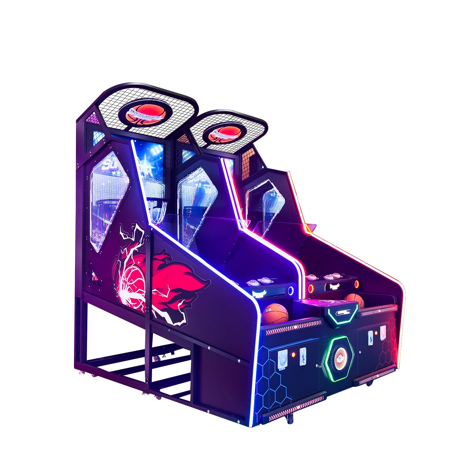Indendørs mønter drevet spil Multiplayer Online Street Basketball Arcade Game Machine