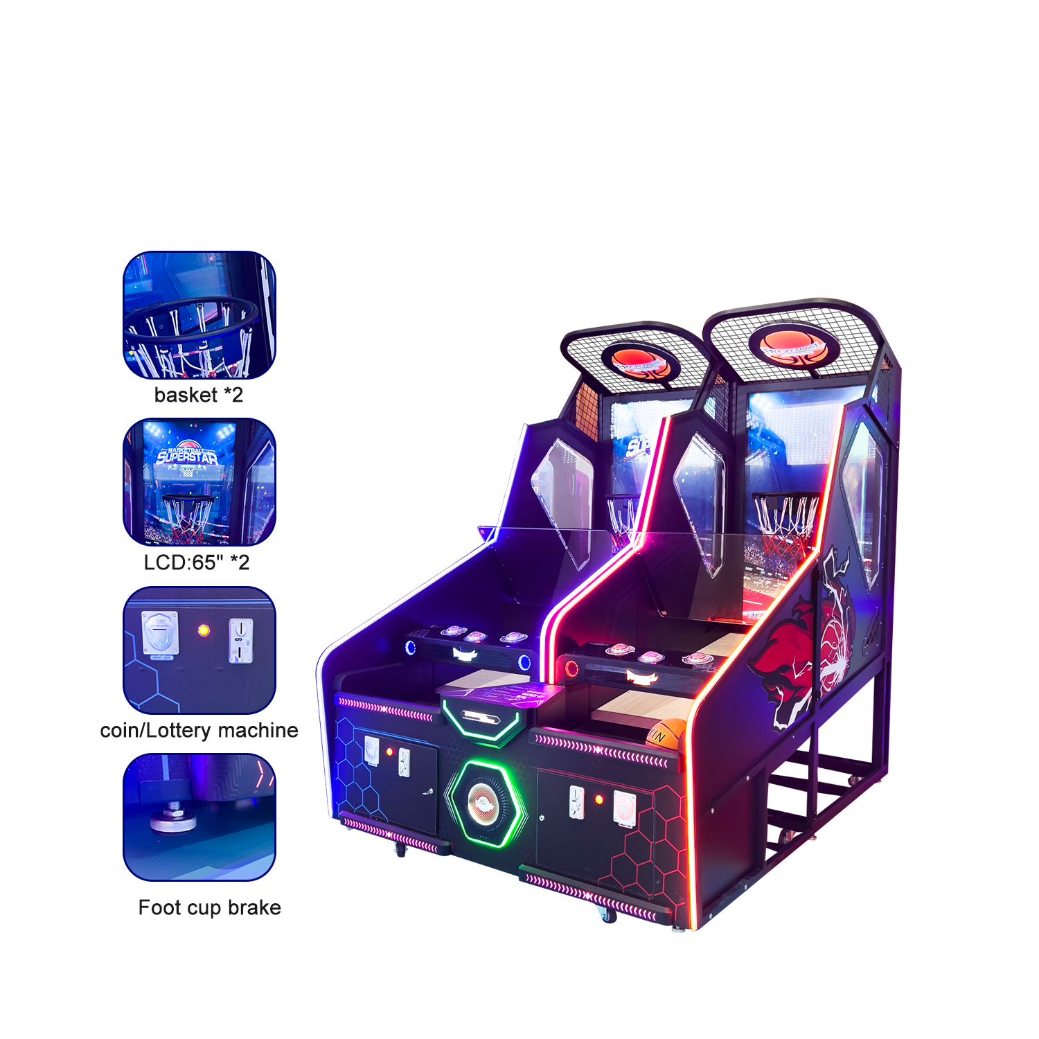 Indendørs mønter drevet spil Multiplayer Online Street Basketball Arcade Game Machine
