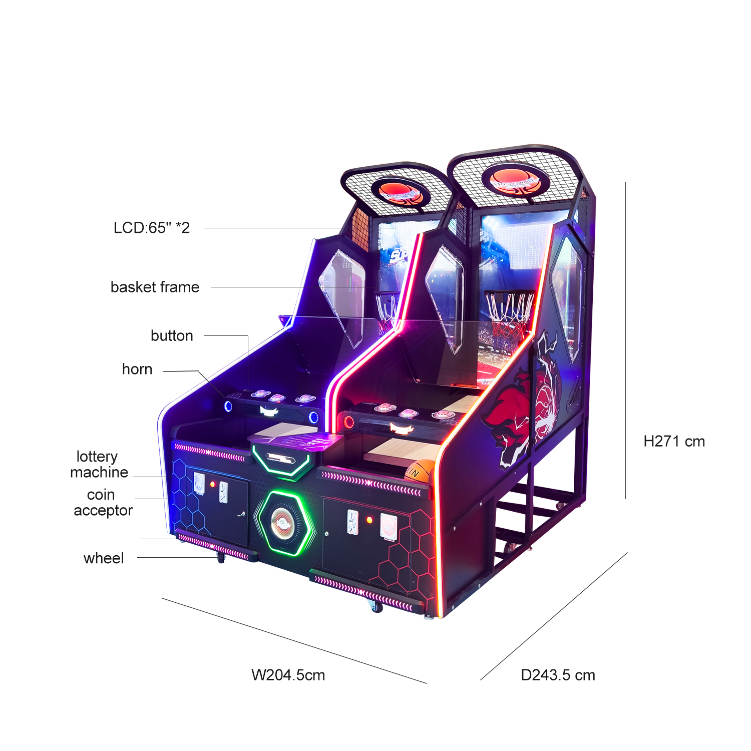 Indendørs mønter drevet spil Multiplayer Online Street Basketball Arcade Game Machine
