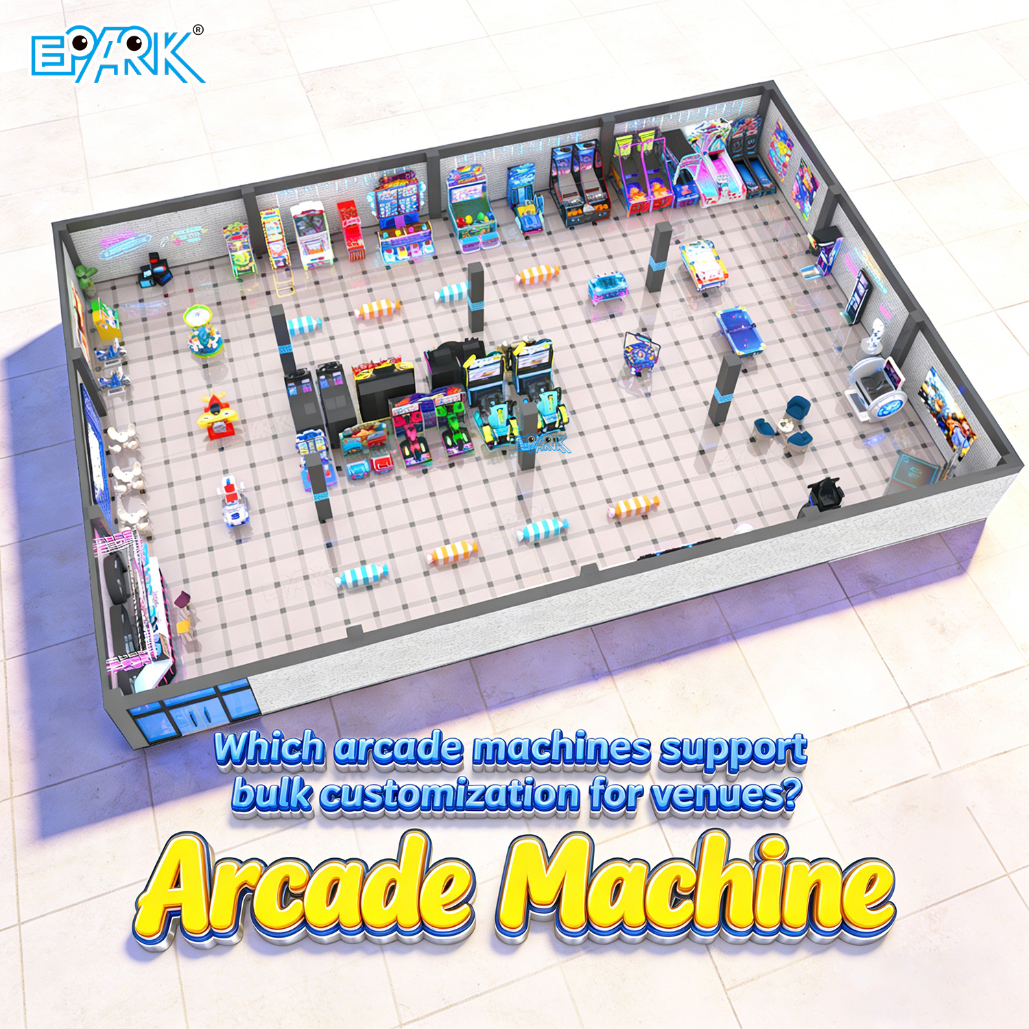 Which arcade machines support bulk customization for venues?