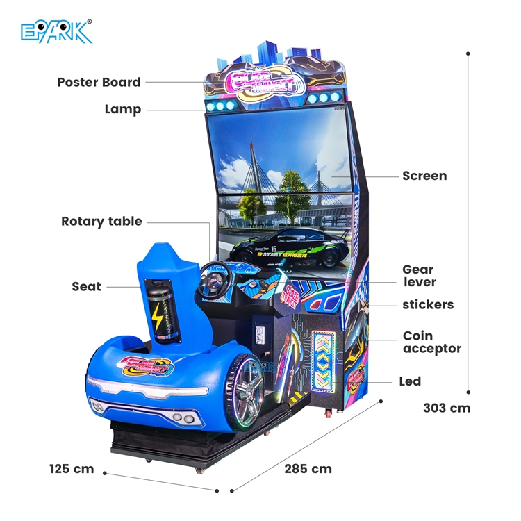 Máquina de Arcade de Corrida para Um Jogador com Simulador de Direção