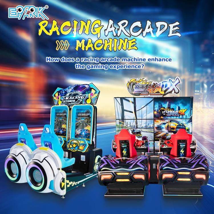 How does a racing arcade machine enhance the gaming experience?