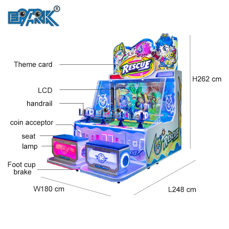 Kids Water Shooting Arcade Machine Amusement Park Water 4 Players Ticket Redemption Machine