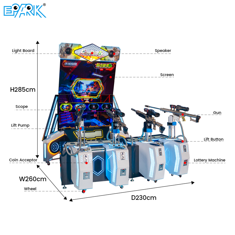 Coin Operated Game 4 Player Shooting Arcade Machine