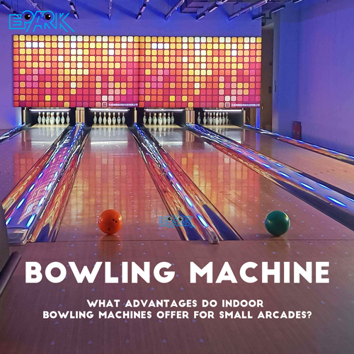 What advantages do indoor bowling machines offer for small arcades?