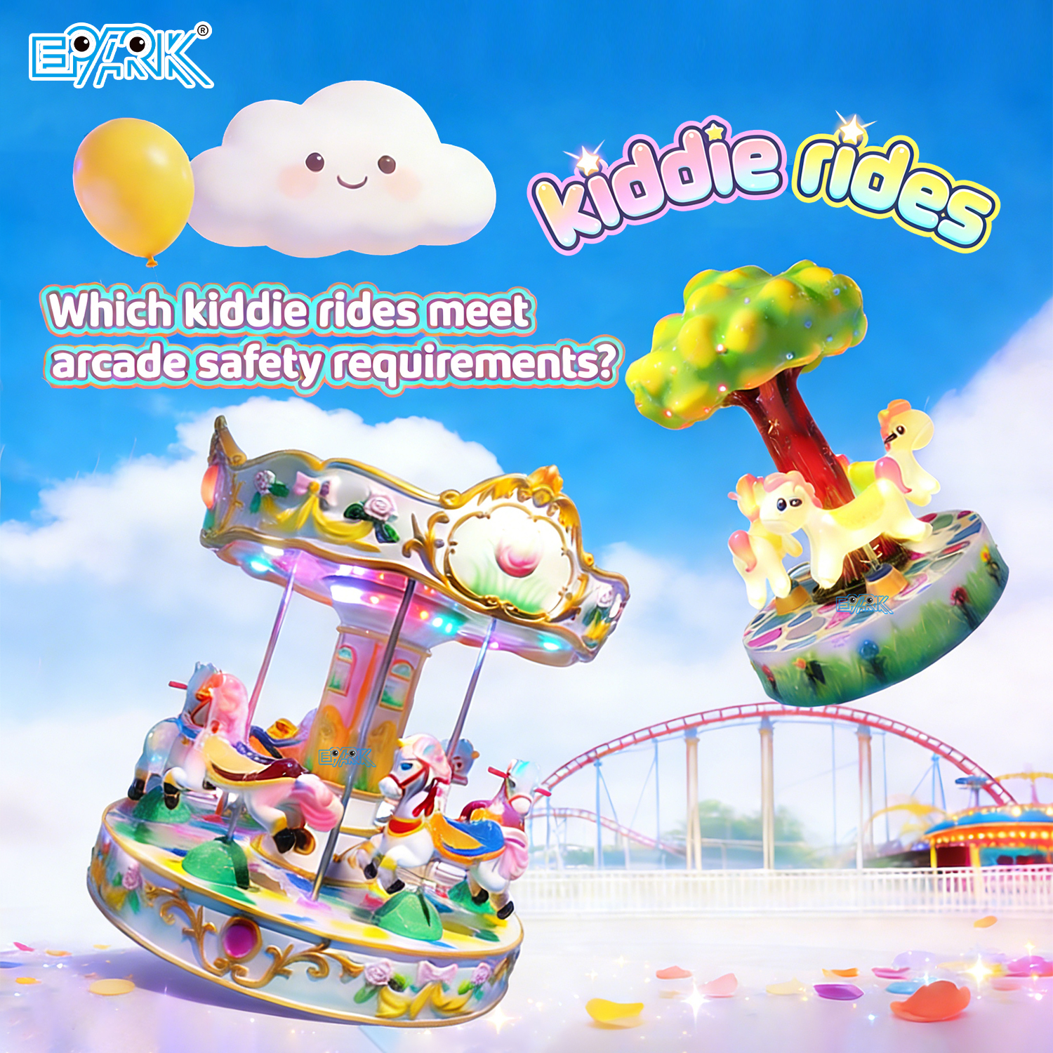 Which kiddie rides meet arcade safety requirements?