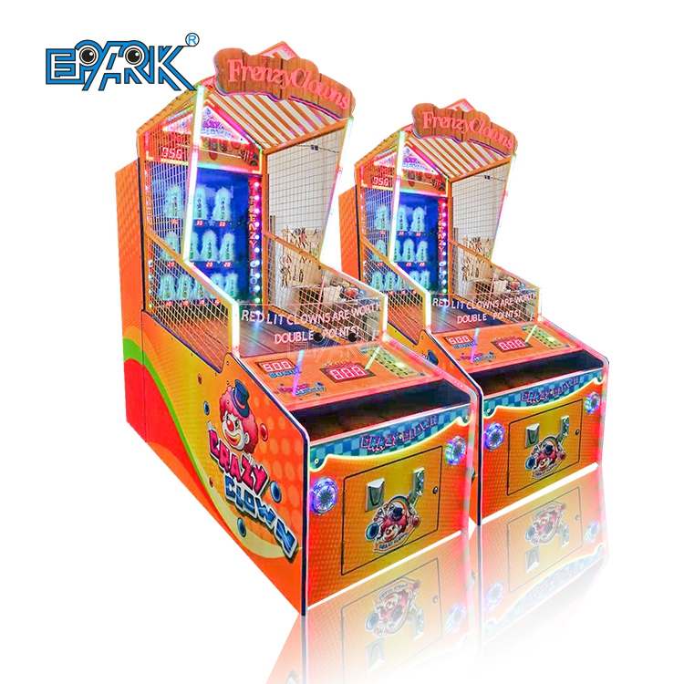 Machine de jeu de clown frénétique à pièces avec remise de tickets