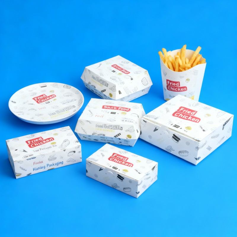 Fabrikkdirekte hurtigmat papirboks matt lag hot dog burger emballasje boks skreddersydd matkvalitet stekt kylling emballasje boks