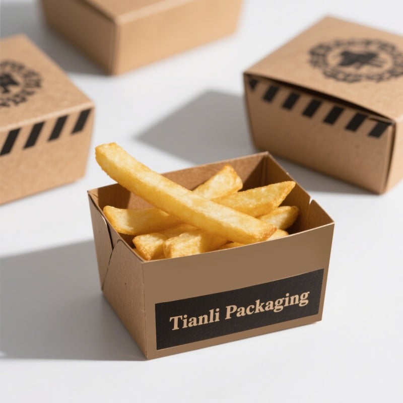Fabrikkprodusert brun kraftpapirboks, hvitt kartong, hotdog-sandwich matboks, hamburger-bakke, emballasjeboks