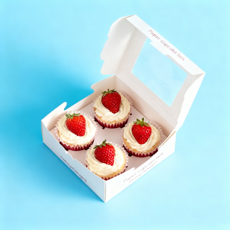 Boîte d'usine de haute qualité en papier transparent pour cupcakes personnalisée avec 1/2/4/6/12 alvéoles, boîte à biscuits ou chocolats, emballage écologique en carton