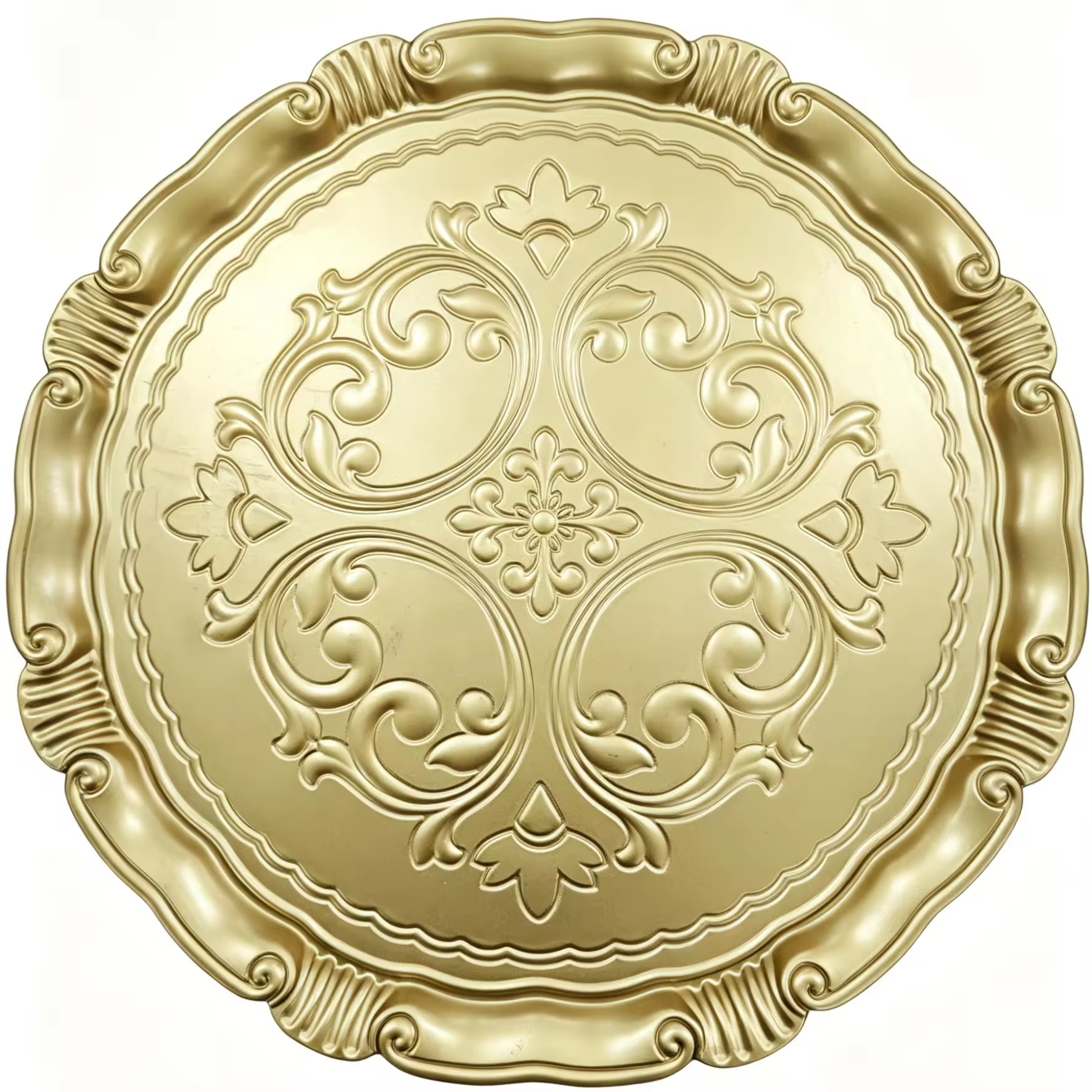 American Style Shatterproof Durable PP Non-Toxic 50-Piece Charger Plates Intricate Floral Relief for Hotels Weddings Parties-ins