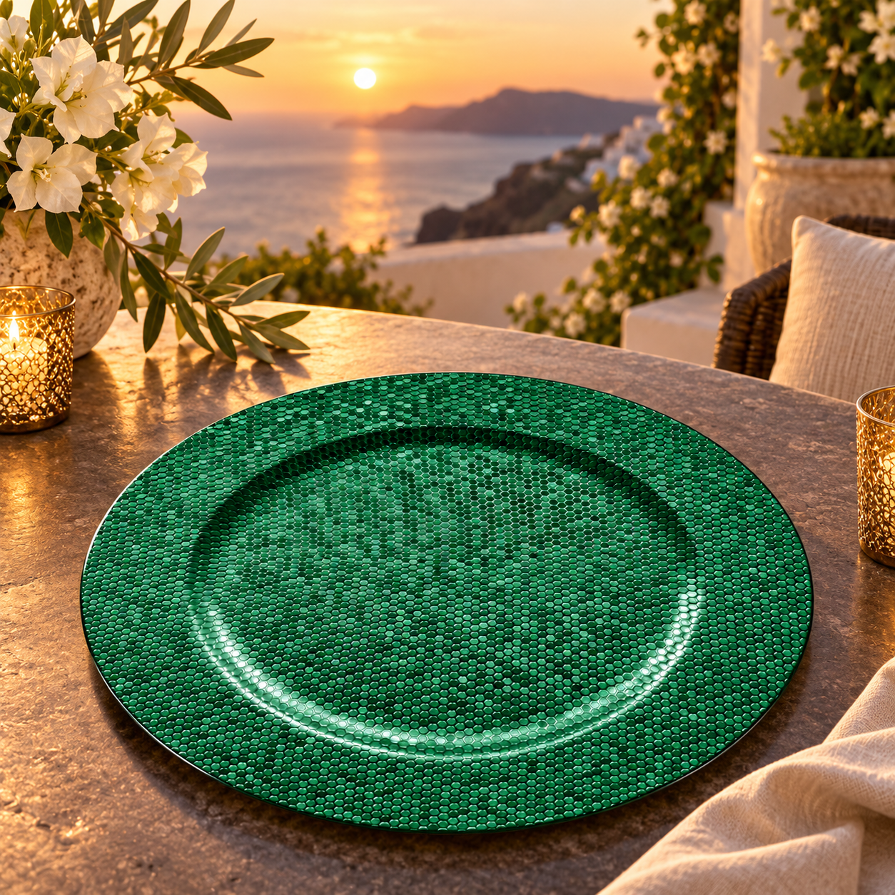 woju geometric 13in silver charger plates wedding powder coated plastic plates with honeycomb texture for wedding table decor-4