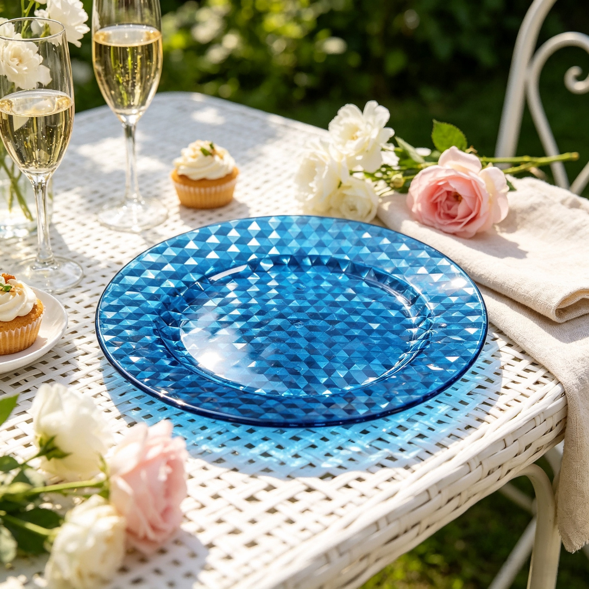 wojia 13 inch plastic ps glossy pigmented eco friendly durable reusable american style fujian party dinnerware charger plates527-4