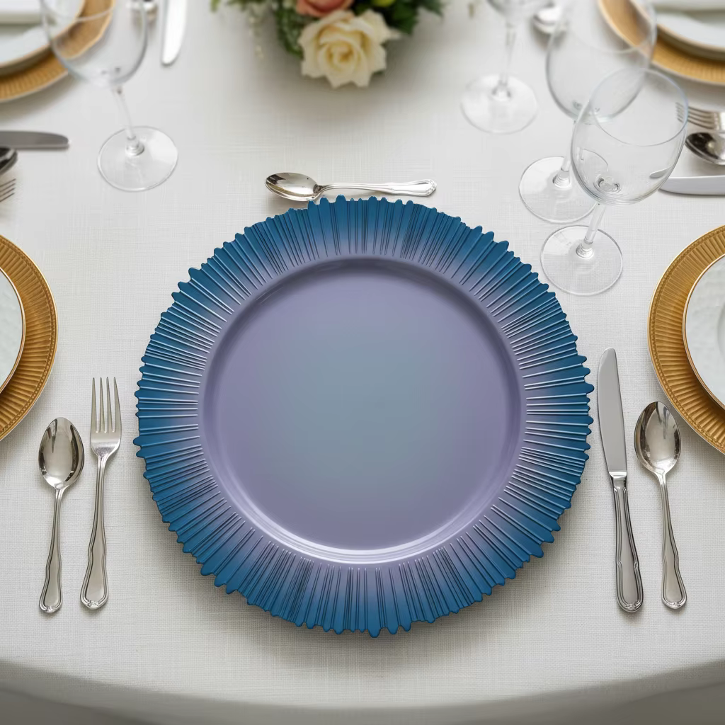 wholesale charger plates 13 inch luxury pp plastic plate custom pattern durable reusable for hotels birthdays bridal events-3