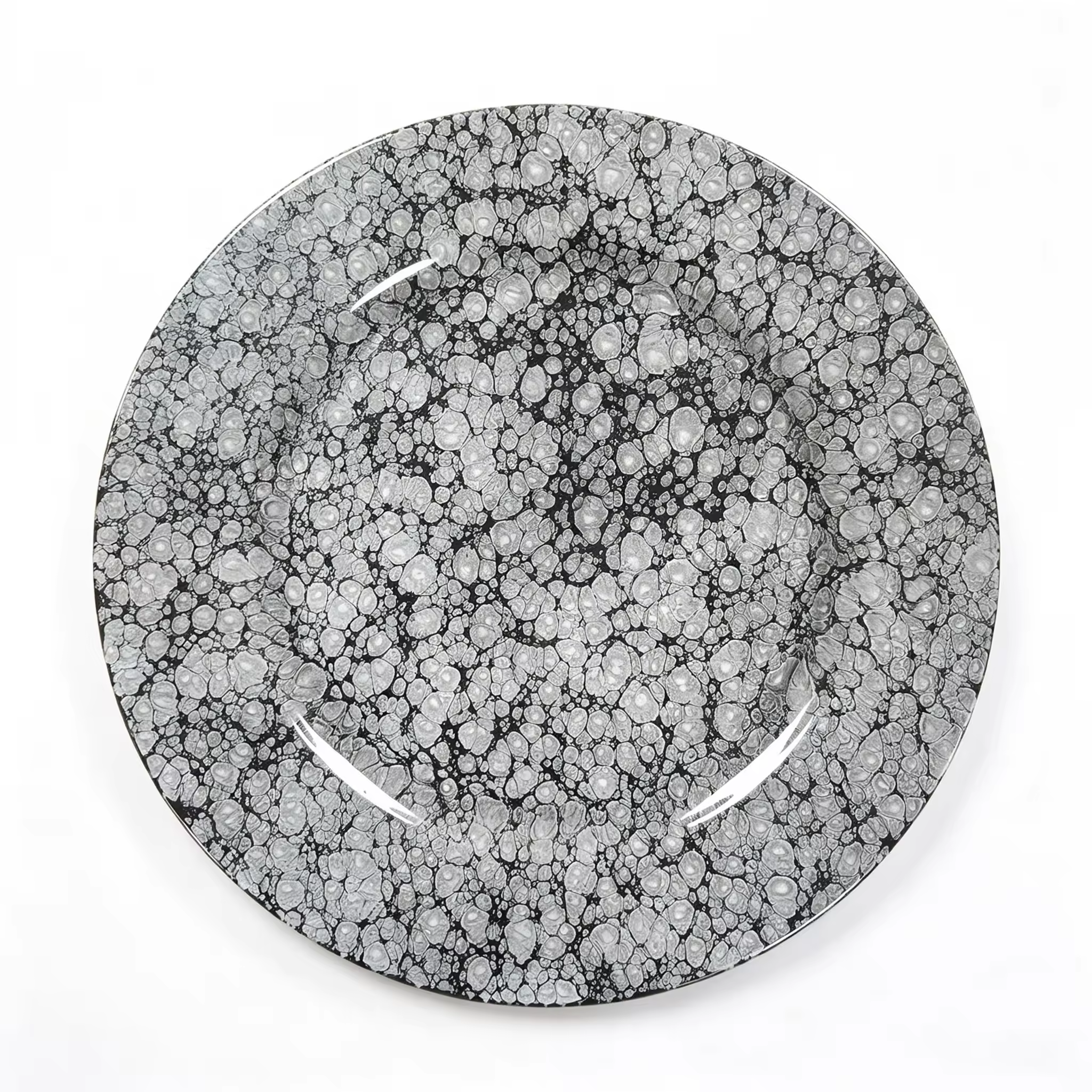 Wojia 13-Inch Plastic PS Glossy Pigmented Eco-Friendly Durable Reusable American Style Fujian Party Dinnerware Charger Plates