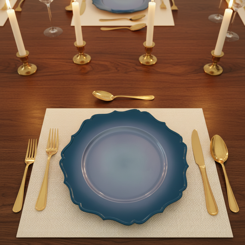 hot sale customized pigmented 13 inch charger plates for wedding luxury durable reusable wedding birthday dinner hotel event-3