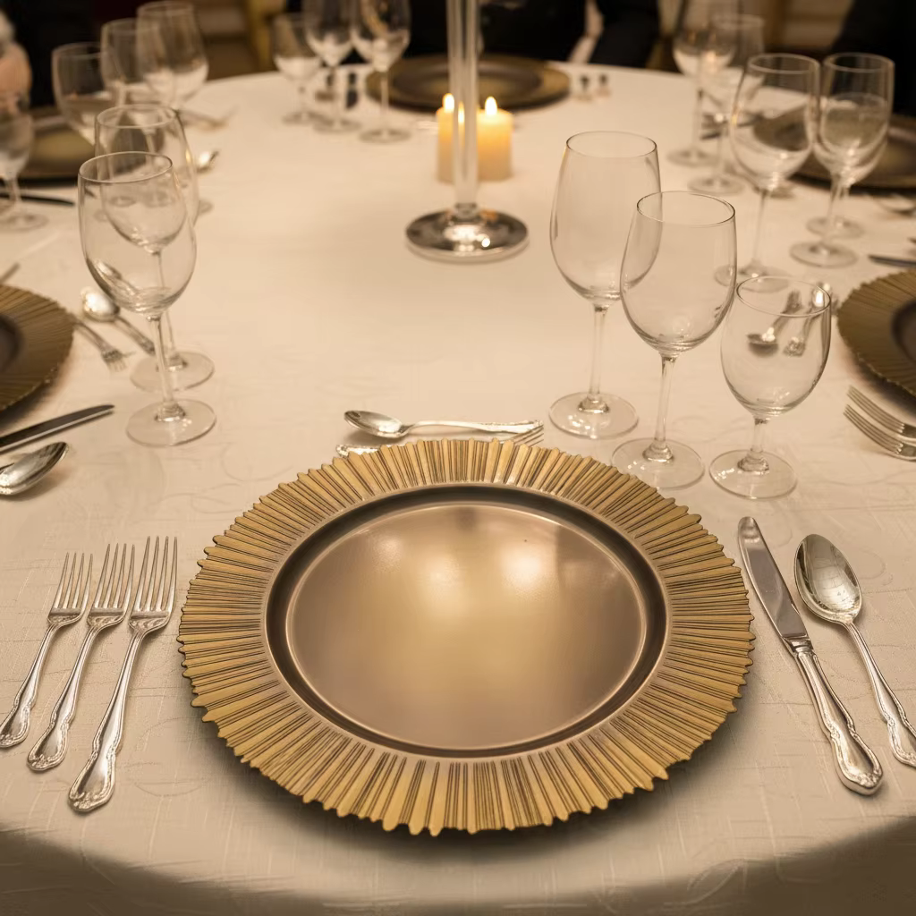 wholesale charger plates 13 inch luxury pp plastic plate custom pattern durable reusable for hotels birthdays bridal events-2