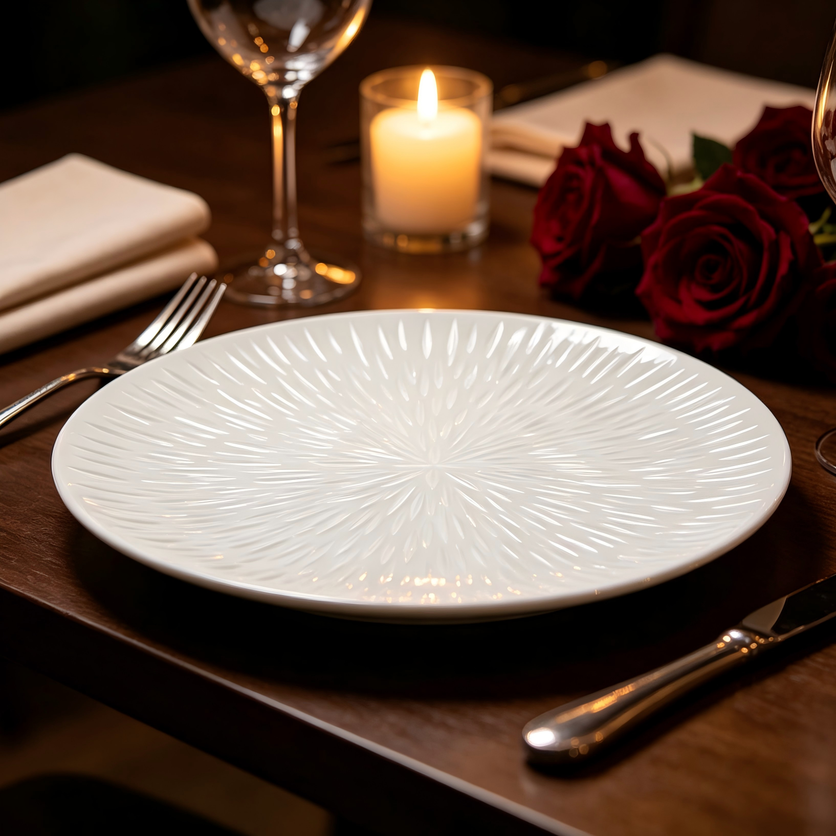 woju 13 inch red plastic charger plates powdercoated sunburst radial spike textured decorative charger plates for wedding banquet holiday event table setting-2