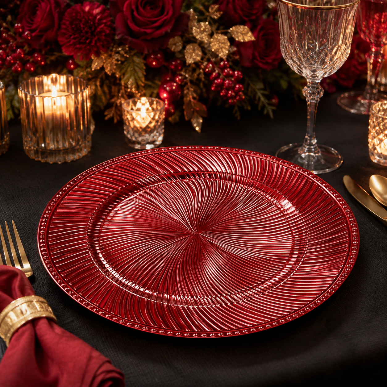 wojia 13 inch plastic pp glossy pigmented eco friendly durable reusable american style fujian party dinnerware charger plates-3