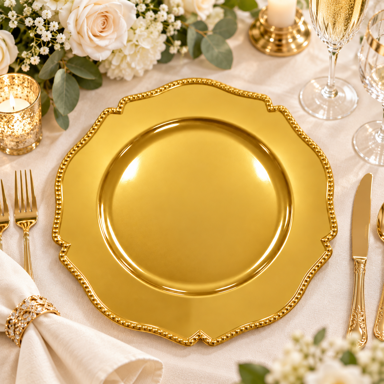 13 inch powdercoated red plastic charger plates holiday table decor for christmas wedding  banquet-1