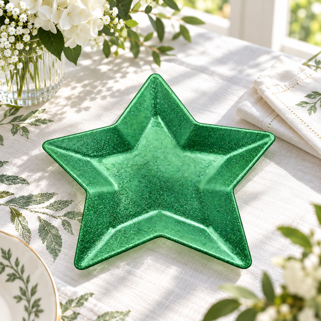 wojia 13in green star shape powder coated charger plate luxury modern plastic decorative plate christmas party event table decorno reviews yet-1