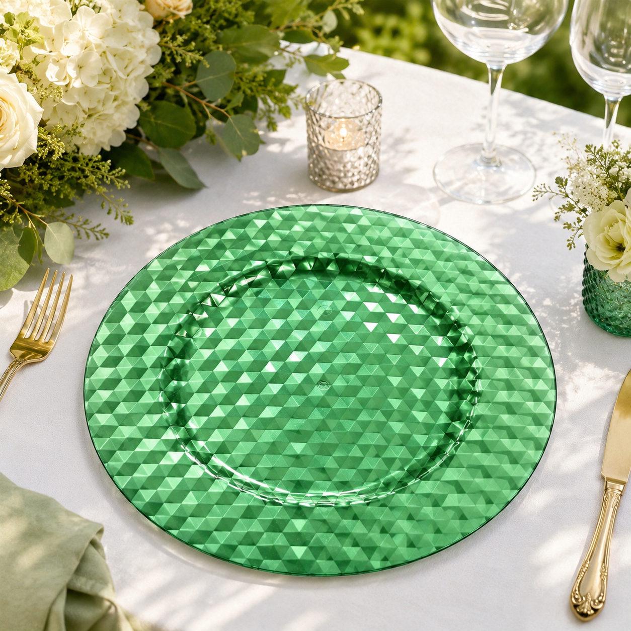 wojia 13 inch plastic ps glossy pigmented eco friendly durable reusable american style fujian party dinnerware charger plates527-2
