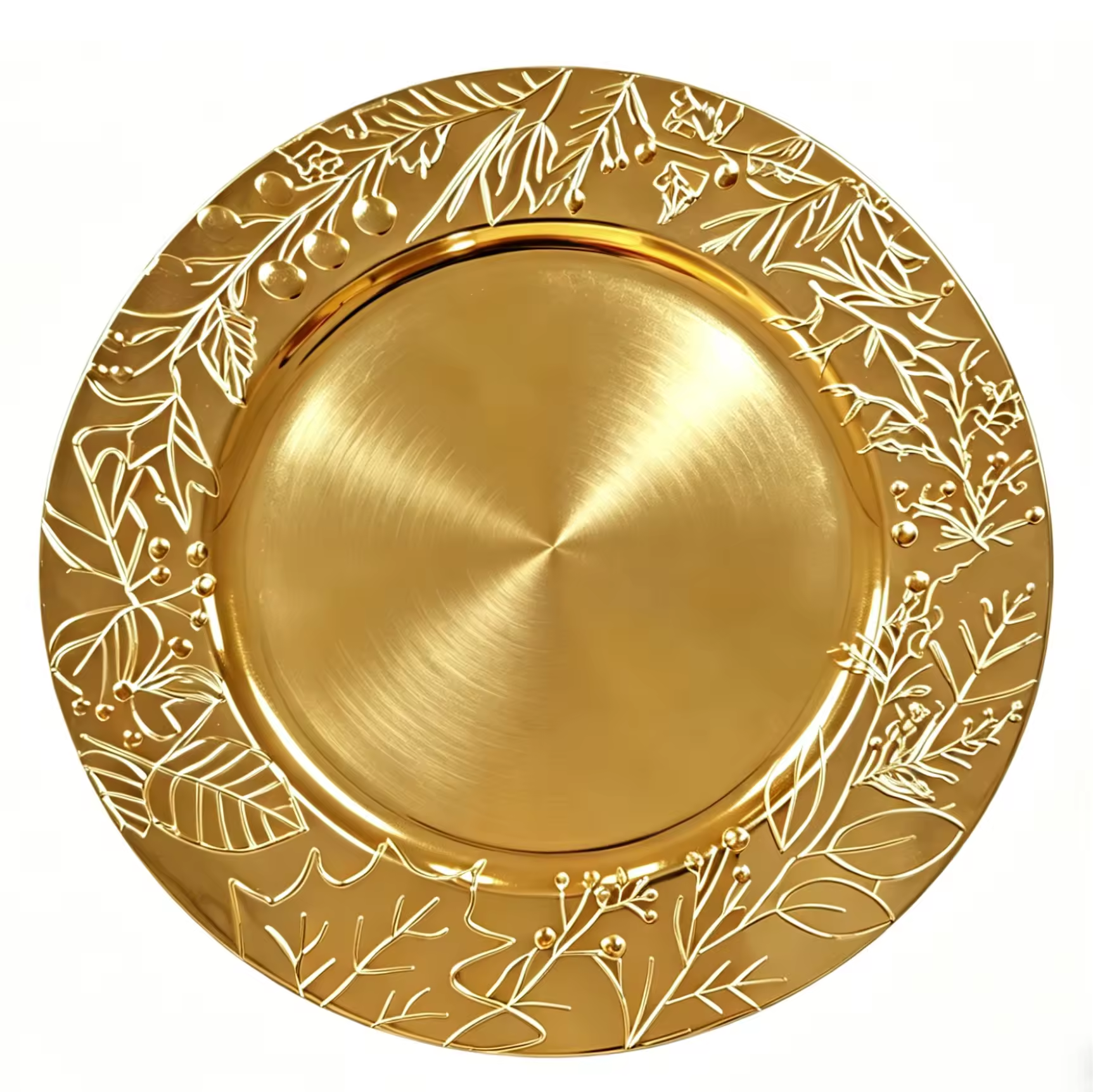 13 Inch Round PP Plastic Pinecone Charger Plate Unique American Style Durable Design for Wedding & Christmas Parties